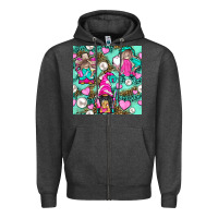 Charcoal Heather Hairdresser Gnomes With Hearts And Pearls With Leopard Zipper Hoodie - BundleAndBundleShop