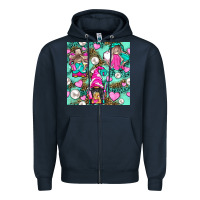 Navy Hairdresser Gnomes With Hearts And Pearls With Leopard Zipper Hoodie - BundleAndBundleShop