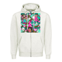 Oatmeal Heather Hairdresser Gnomes With Hearts And Pearls With Leopard Zipper Hoodie - BundleAndBundleShop