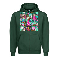 Sports Green Hairdresser Gnomes With Hearts And Pearls With Leopard Zipper Hoodie - BundleAndBundleShop