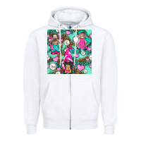 White Hairdresser Gnomes With Hearts And Pearls With Leopard Zipper Hoodie - BundleAndBundleShop