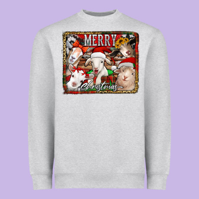 Merry Christmas Goats Heavyweight Sweatshirt Designed By Jasminsmagicworld