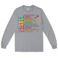 Heather Grey sister beautiful loyal reliable Long Sleeve Tee - MaliasSmallBusiness