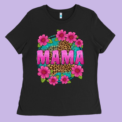 Mama Leopard Background Ladies Tee Designed By Texasbilliewilder