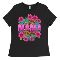 Black mama leopard background Ladies Tee - texasbilliewilder