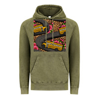 Vintage Olive flower leopard school bus seamless pattern Vintage Hoodie - BundleAndBundleShop