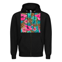 Black Hairdresser Hair Color Mixing Bowl And Dye Brush With Flowers And Leop Zipper Hoodie - BundleAndBundleShop