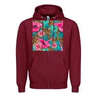 Burgundy Hairdresser Hair Color Mixing Bowl And Dye Brush With Flowers And Leop Zipper Hoodie - BundleAndBundleShop