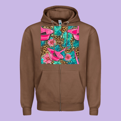 Hairdresser Hair Color Mixing Bowl And Dye Brush With Flowers And Leop Zipper Hoodie Designed By Bundleandbundleshop