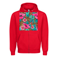 Red Hairdresser Hair Color Mixing Bowl And Dye Brush With Flowers And Leop Zipper Hoodie - BundleAndBundleShop