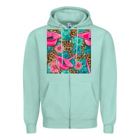 Seafoam Hairdresser Hair Color Mixing Bowl And Dye Brush With Flowers And Leop Zipper Hoodie - BundleAndBundleShop