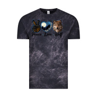 Cloud Black peace love wolf head Vintage Tee - LillyAllenDesigns