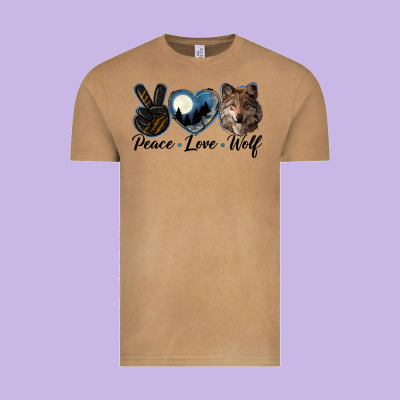 Peace Love Wolf Head Vintage Tee Designed By Lillyallendesigns