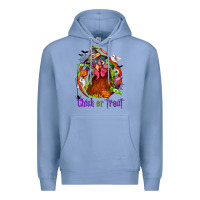 Colony Blue Chick or treat Halloween Premium Hoodie - NancyCooperArtShop