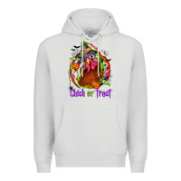 Dove Grey Chick or treat Halloween Premium Hoodie - NancyCooperArtShop