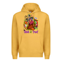 Mustard Chick or treat Halloween Premium Hoodie - NancyCooperArtShop