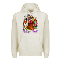 Oatmeal Heather Chick or treat Halloween Premium Hoodie - NancyCooperArtShop