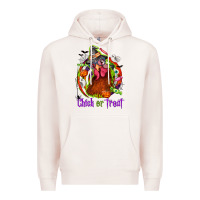 Pale Pink Chick or treat Halloween Premium Hoodie - NancyCooperArtShop