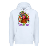 White Chick or treat Halloween Premium Hoodie - NancyCooperArtShop