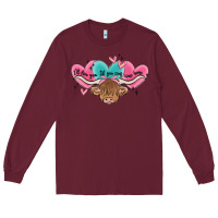 Burgundy western cow and heart Long Sleeve Tee - MaliasSmallBusiness