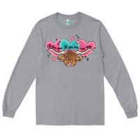 Heather Grey western cow and heart Long Sleeve Tee - MaliasSmallBusiness