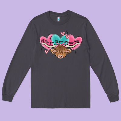 Western Cow And Heart Long Sleeve Tee Designed By Maliassmallbusiness