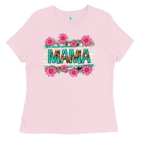Bubblegum Pink mama leopard with turquoise background Ladies Tee - texasbilliewilder