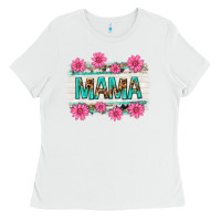 White mama leopard with turquoise background Ladies Tee - texasbilliewilder