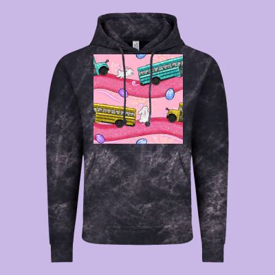 Easter School Bus Seamless Pattern Vintage Hoodie Designed By Bundleandbundleshop