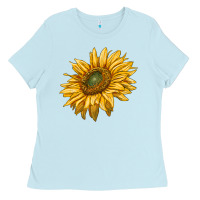 Baby Blue sunflower Ladies Tee - RanaPortraitStore