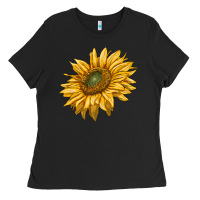 Black sunflower Ladies Tee - RanaPortraitStore