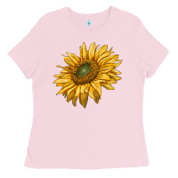 Bubblegum Pink sunflower Ladies Tee - RanaPortraitStore