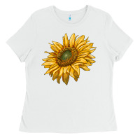 White sunflower Ladies Tee - RanaPortraitStore