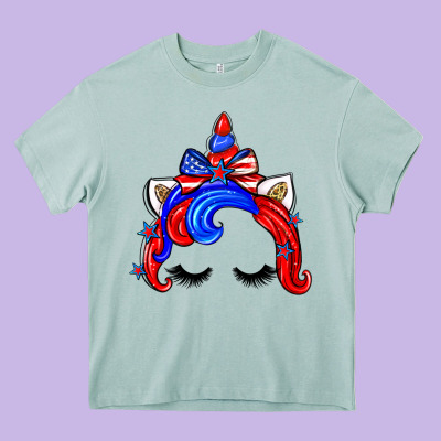 4th Of July Unicorn Heavy Core Tee Designed By Zillion Design Studio