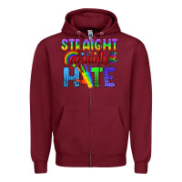 Burgundy Straight Againts Hate Zipper Hoodie - BundleAndBundleShop