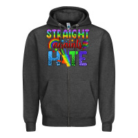 Charcoal Heather Straight Againts Hate Zipper Hoodie - BundleAndBundleShop