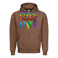 Chestnut Straight Againts Hate Zipper Hoodie - BundleAndBundleShop