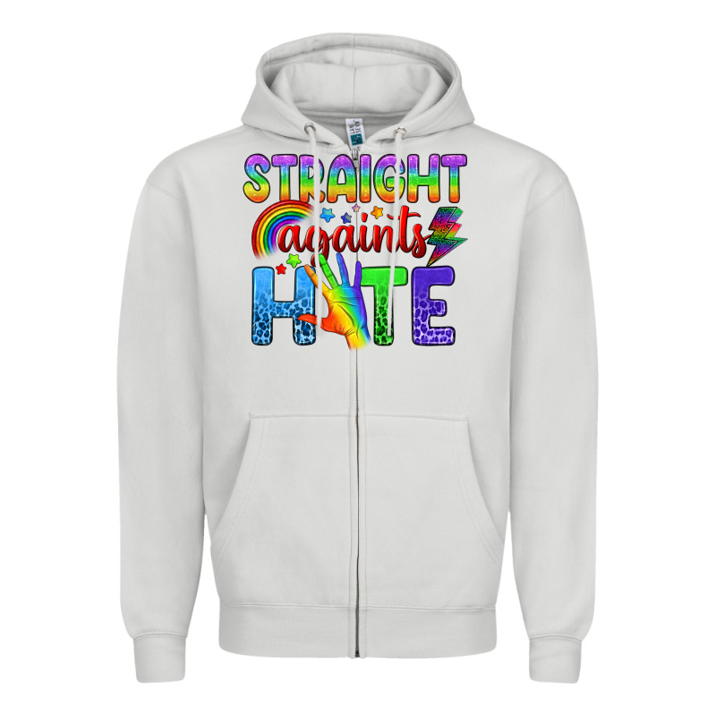 Straight Againts Hate Zipper Hoodie by BundleAndBundleShop | Teevron