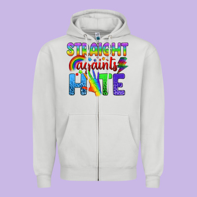 Straight Againts Hate Zipper Hoodie Designed By Bundleandbundleshop