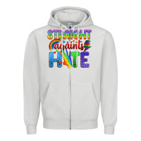 Dove Grey Straight Againts Hate Zipper Hoodie - BundleAndBundleShop