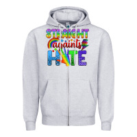 Heather Grey Straight Againts Hate Zipper Hoodie - BundleAndBundleShop