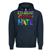 Navy Straight Againts Hate Zipper Hoodie - BundleAndBundleShop