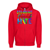 Red Straight Againts Hate Zipper Hoodie - BundleAndBundleShop