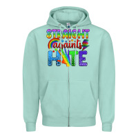 Seafoam Straight Againts Hate Zipper Hoodie - BundleAndBundleShop