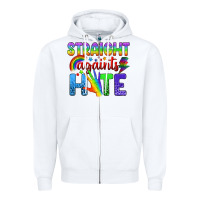 White Straight Againts Hate Zipper Hoodie - BundleAndBundleShop