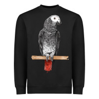 Black African Gray Parrot Bird Heavyweight Sweatshirt - LillyAllenDesigns