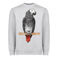 Heather Grey African Gray Parrot Bird Heavyweight Sweatshirt - LillyAllenDesigns