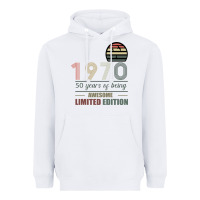 White Vintage 1970 Limited Edition 50 Years Of Being Awe Heavyweight Hoodie - Bettercallsaul