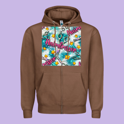 Hairdresser Scissor And Stars With Glitter Seamless Pattern Bbs Zipper Hoodie Designed By Bundleandbundleshop