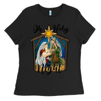 Black oh holy night holy family Ladies Tee - RanaPortraitStore